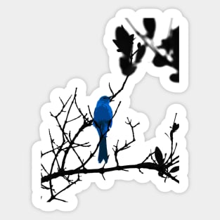 Blue bird on a black tree Sticker